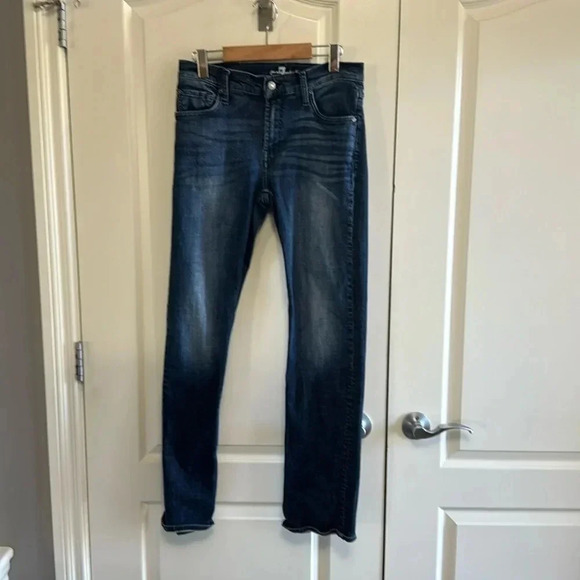 7 for all mankind dark distressed straight length - Picture 1 of 5